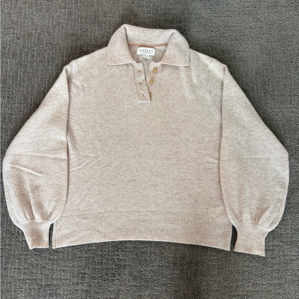 Velvet Beige Button-Up Sweater